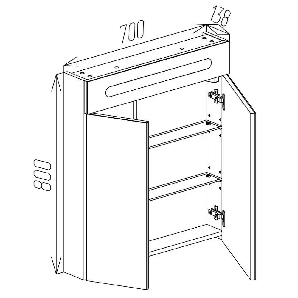 Dulap cu oglinda Bayro Portis LED 700x800 (White)