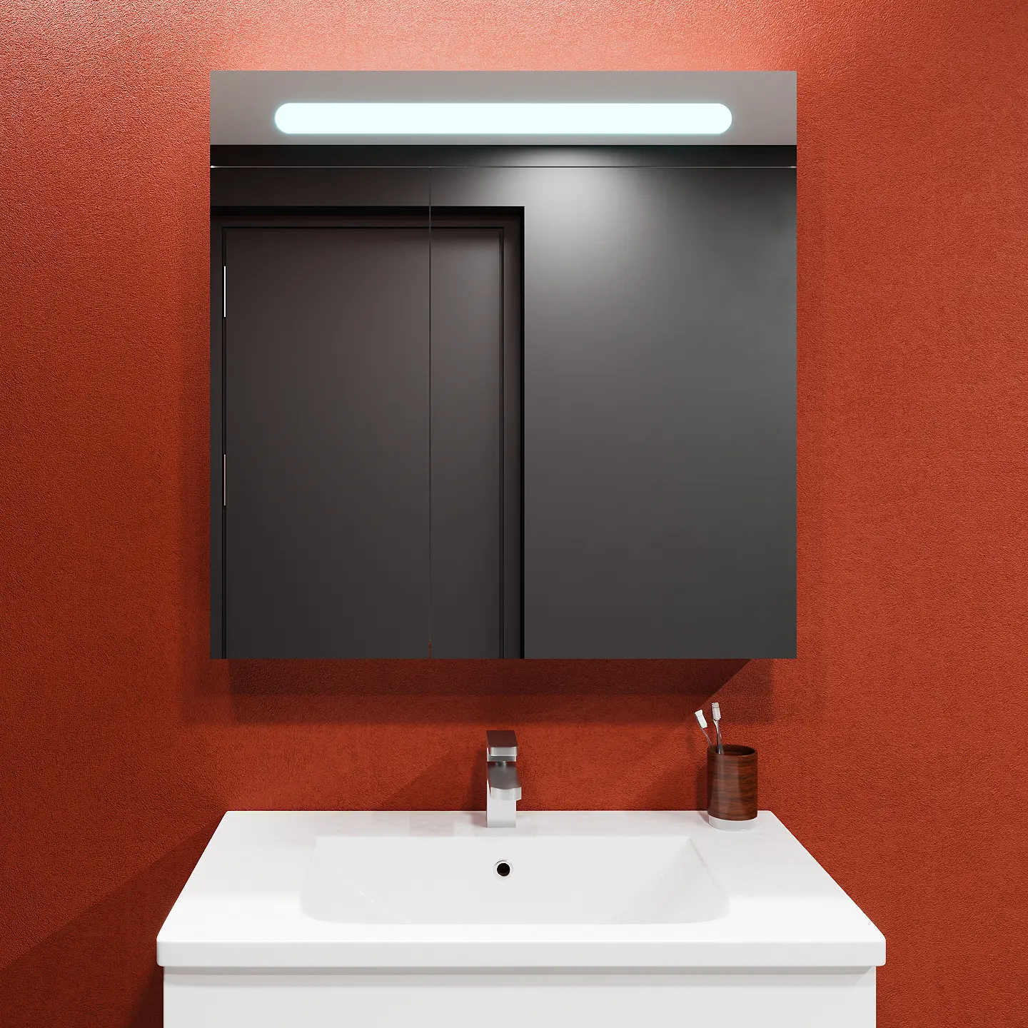 Dulap cu oglinda Bayro Portis LED 800x800 (White)