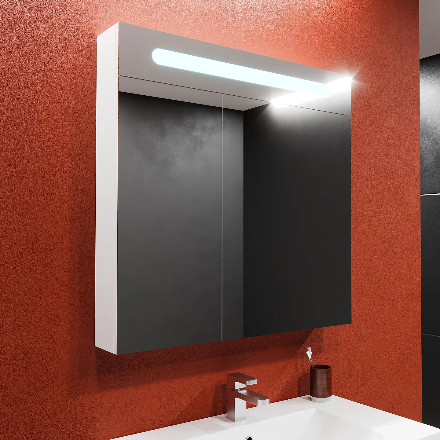 Dulap cu oglinda Bayro Portis LED 800x800 (White)