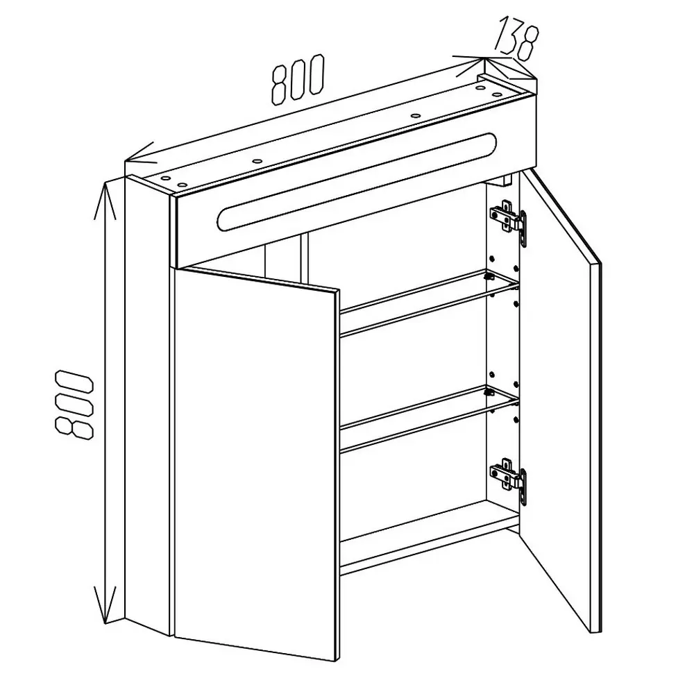 Dulap cu oglinda Bayro Portis LED 800x800 (White)
