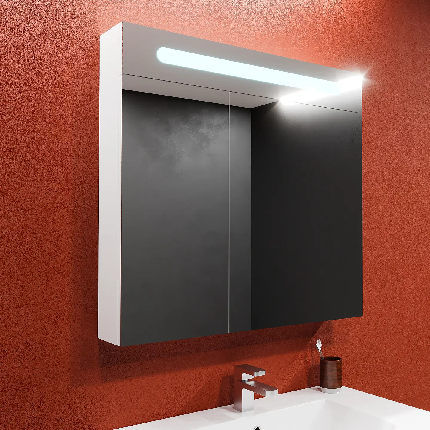 Dulap cu oglinda Bayro Portis LED 900x800 (White)