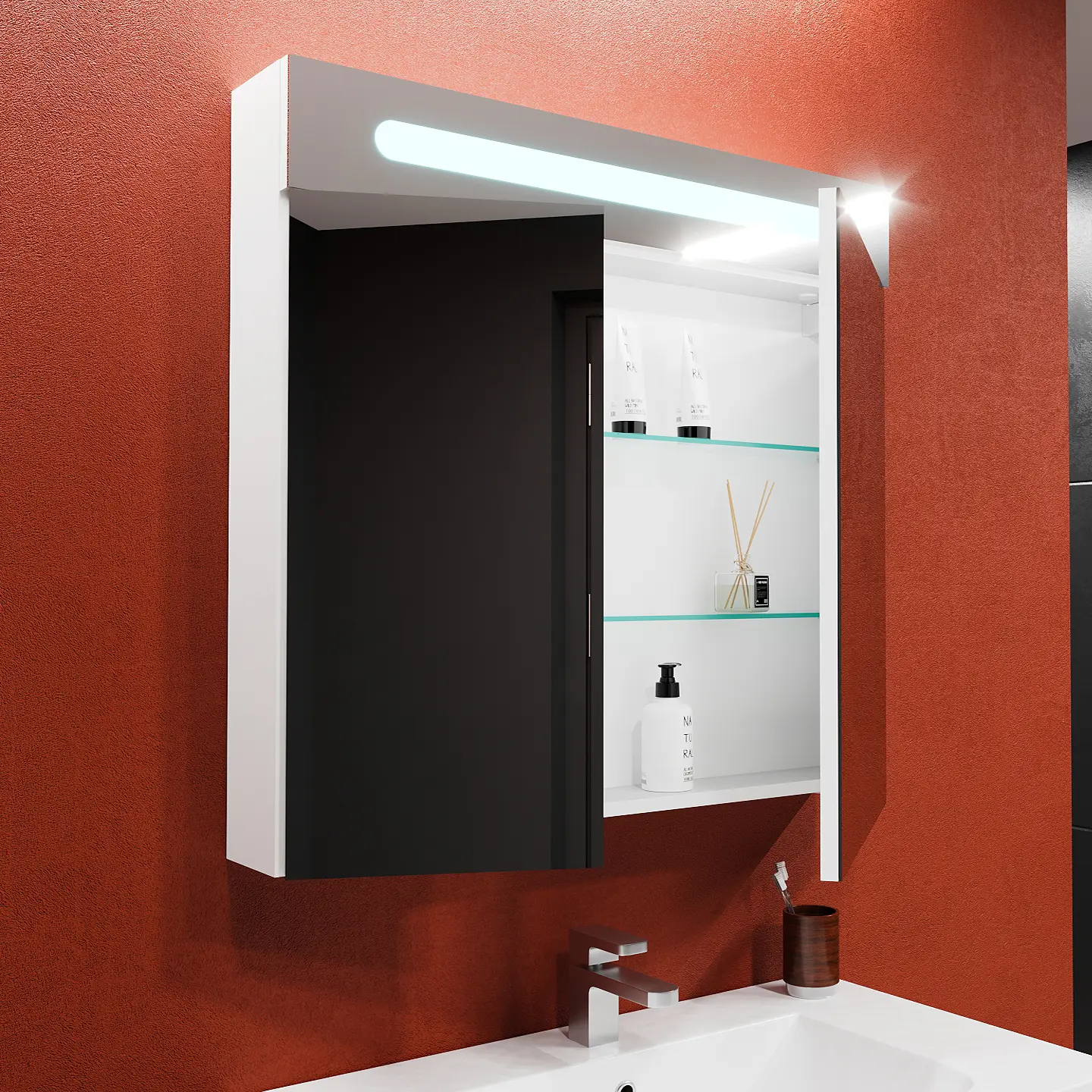 Dulap cu oglinda Bayro Portis LED 900x800 (White)