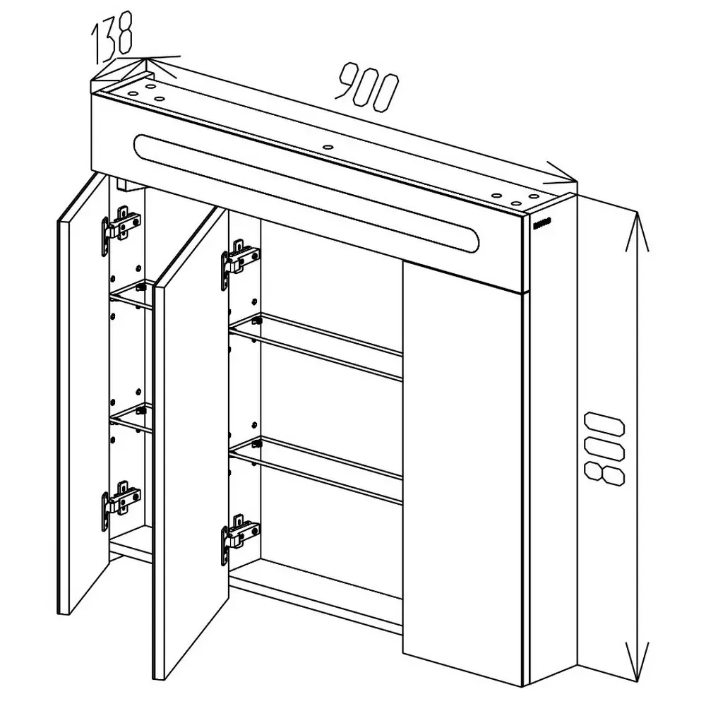 Dulap cu oglinda Bayro Portis LED 900x800 (White)