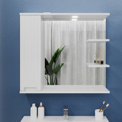 Шкаф с зеркалом Bayro Positano 1000x750 Left (White Matte) Thumb