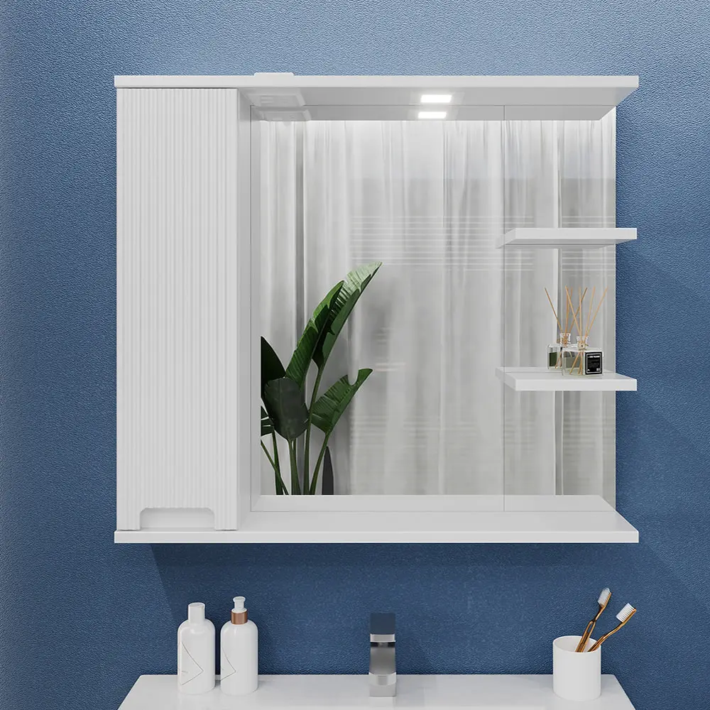 Шкаф с зеркалом Bayro Positano 1000x750 Left (White Matte)