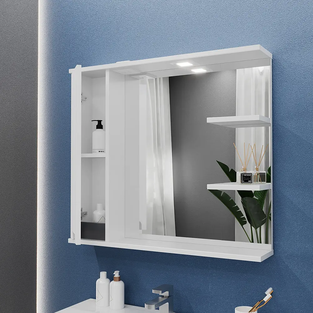 Шкаф с зеркалом Bayro Positano 1000x750 Left (White Matte)