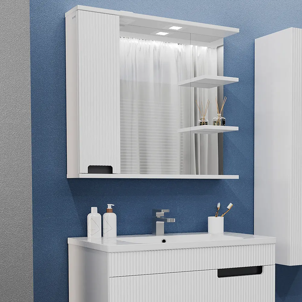 Шкаф с зеркалом Bayro Positano 1000x750 Left (White Matte)