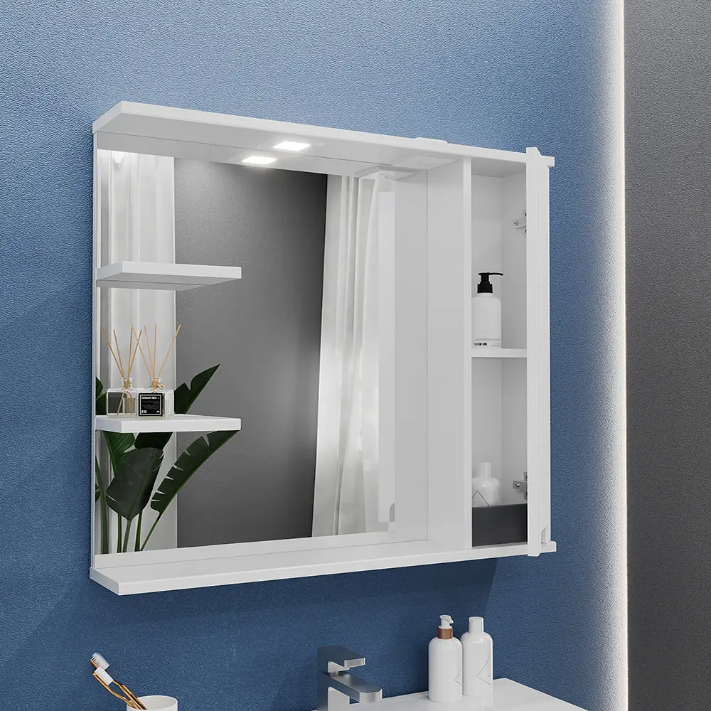 Dulap cu oglinda Bayro Positano 1000x750 Right (White Matte)