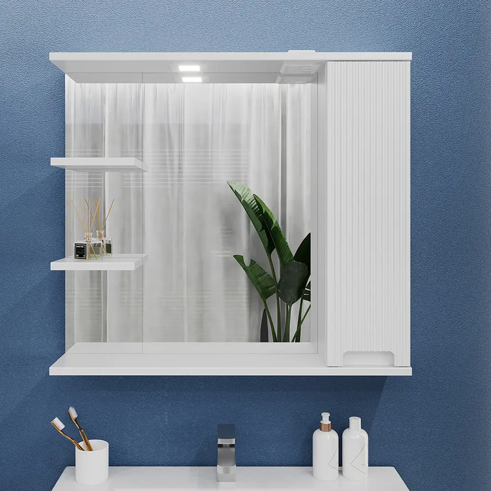 Dulap cu oglinda Bayro Positano 1000x750 Right (White Matte)