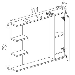 Dulap cu oglinda Bayro Positano 1000x750 Right (White Matte) Thumb
