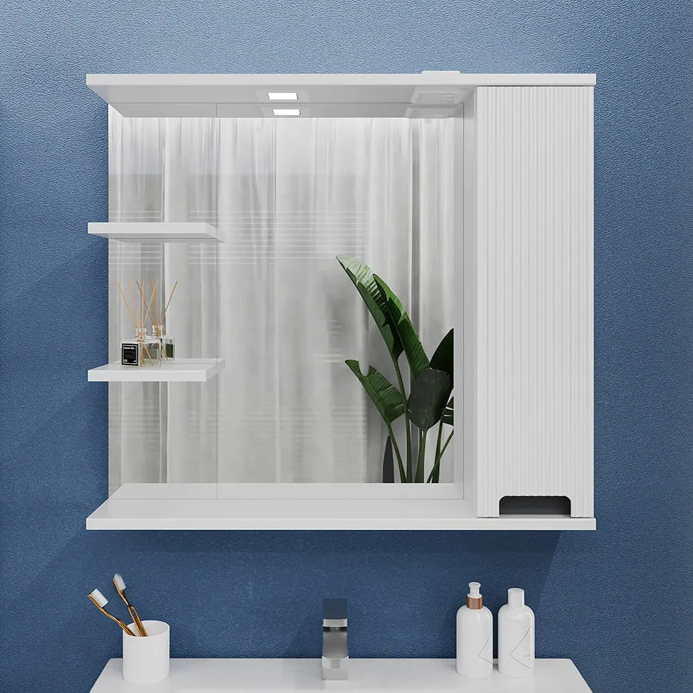 Dulap cu oglinda Bayro Positano 1000x750 Right (White Matte)