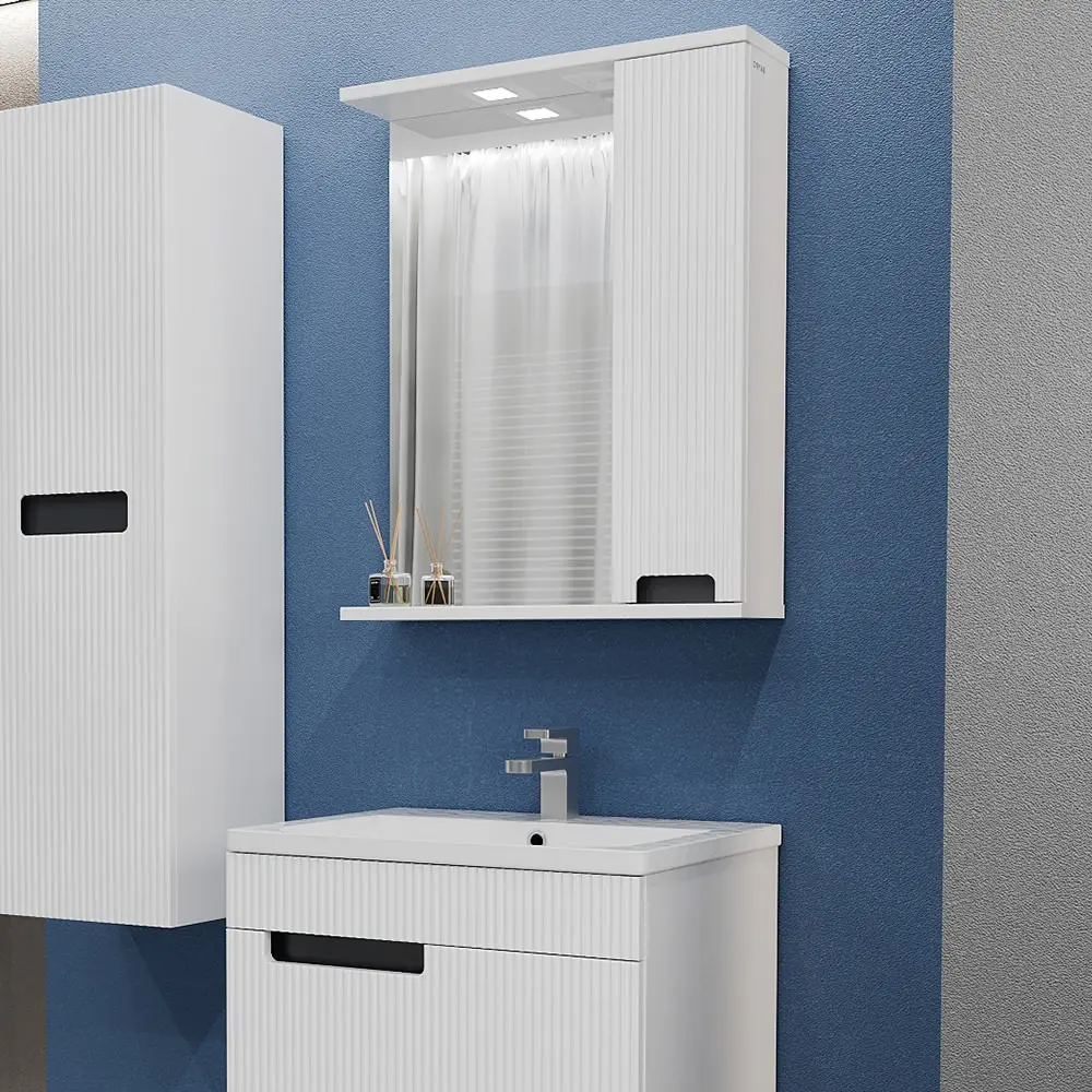 Dulap cu oglinda Bayro Positano 600x750 Right (White Matte)