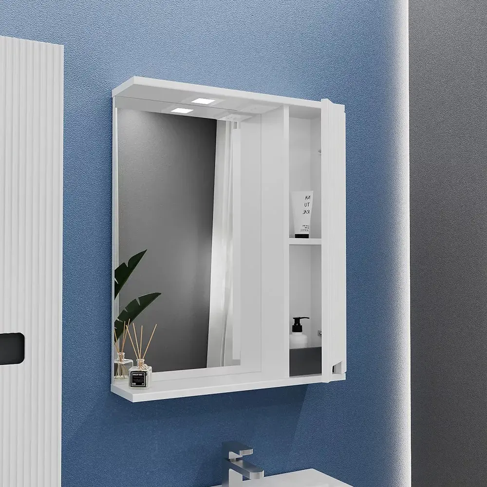 Dulap cu oglinda Bayro Positano 600x750 Right (White Matte)