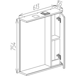 Dulap cu oglinda Bayro Positano 600x750 Right (White Matte) Thumb