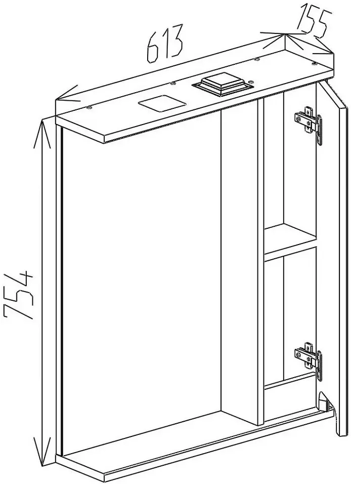 Dulap cu oglinda Bayro Positano 600x750 Right (White Matte)