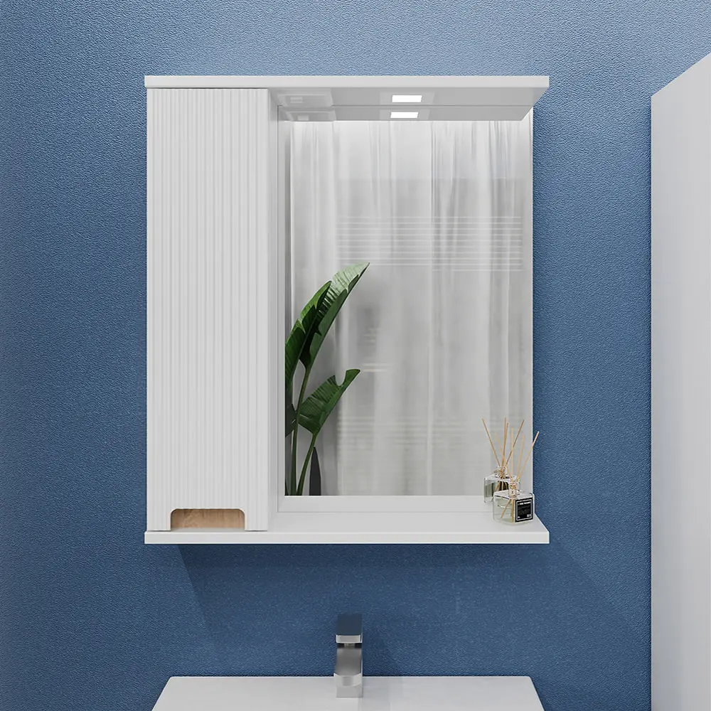 Dulap cu oglinda Bayro Positano 700x750 Left (White Matte)