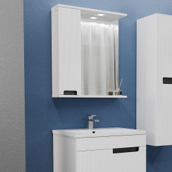 Dulap cu oglinda Bayro Positano 700x750 Left (White Matte) Thumb