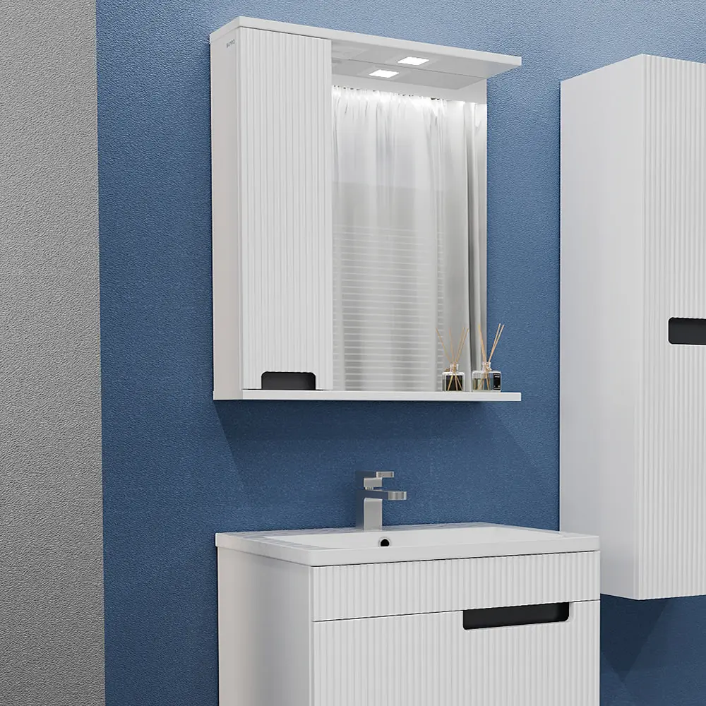 Dulap cu oglinda Bayro Positano 700x750 Left (White Matte)