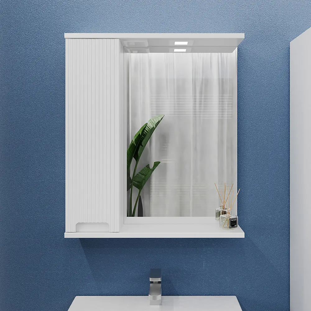 Dulap cu oglinda Bayro Positano 700x750 Left (White Matte)