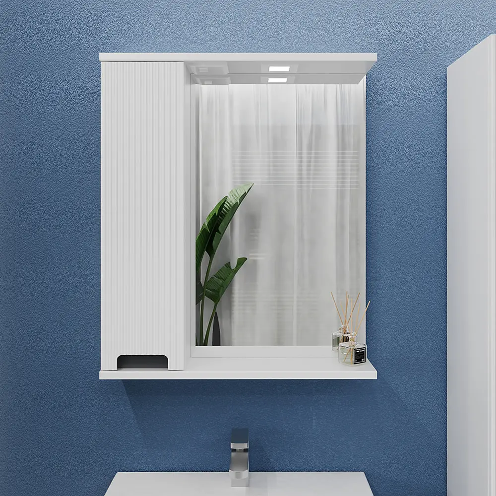 Dulap cu oglinda Bayro Positano 700x750 Left (White Matte)