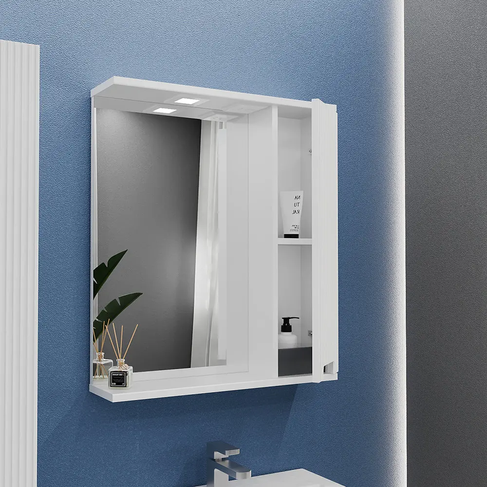 Dulap cu oglinda Bayro Positano 700x750 Right (White Matte)