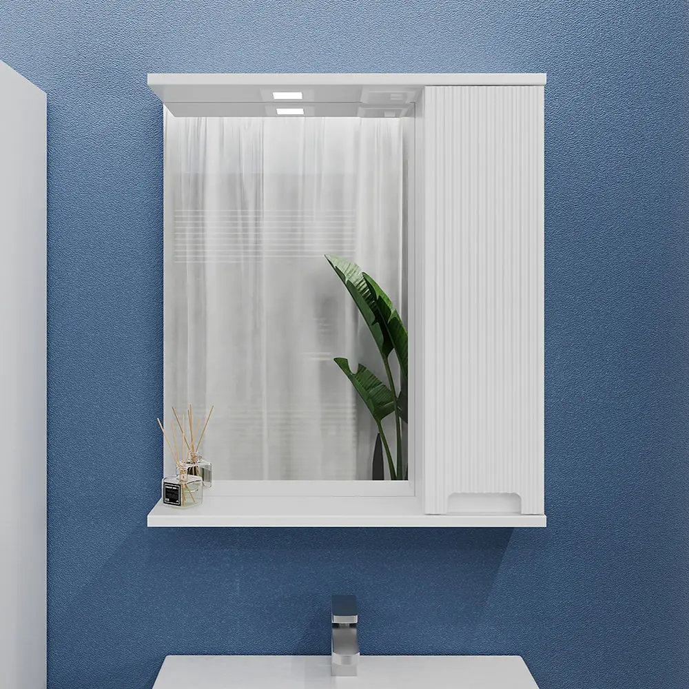 Dulap cu oglinda Bayro Positano 700x750 Right (White Matte)