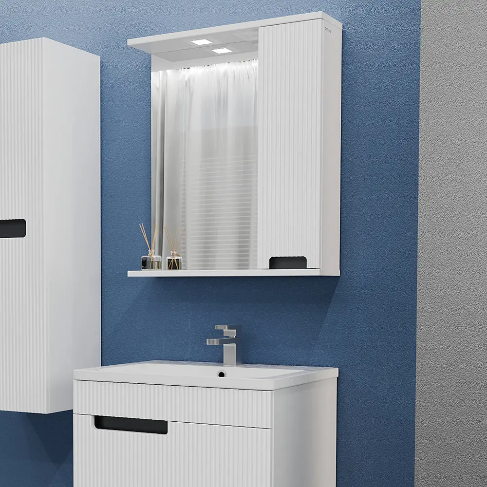 Dulap cu oglinda Bayro Positano 700x750 Right (White Matte)