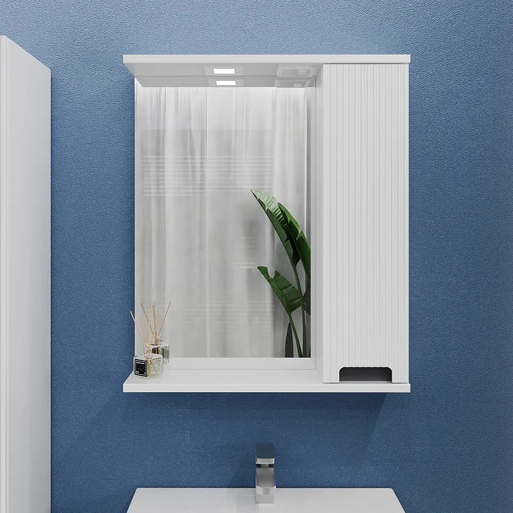 Dulap cu oglinda Bayro Positano 700x750 Right (White Matte)