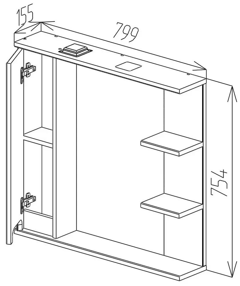 Dulap cu oglinda Bayro Positano 800x750 Left