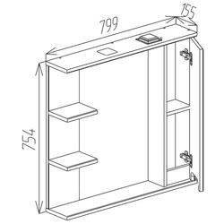 Dulap cu oglinda Bayro Positano 800x750 Right Thumb