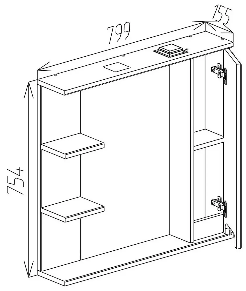Dulap cu oglinda Bayro Positano 800x750 Right