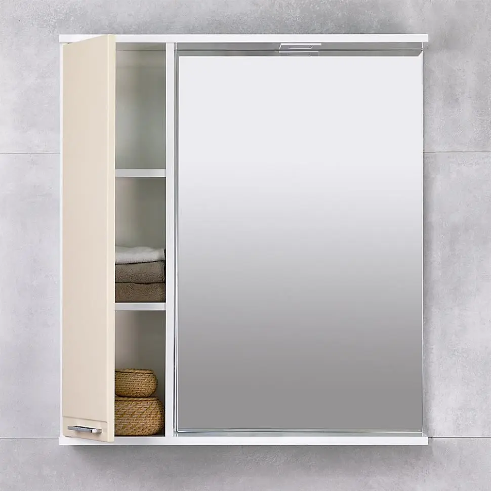 Шкаф с зеркалом Bayro Rivera 650x750 Left (Beige) - 2