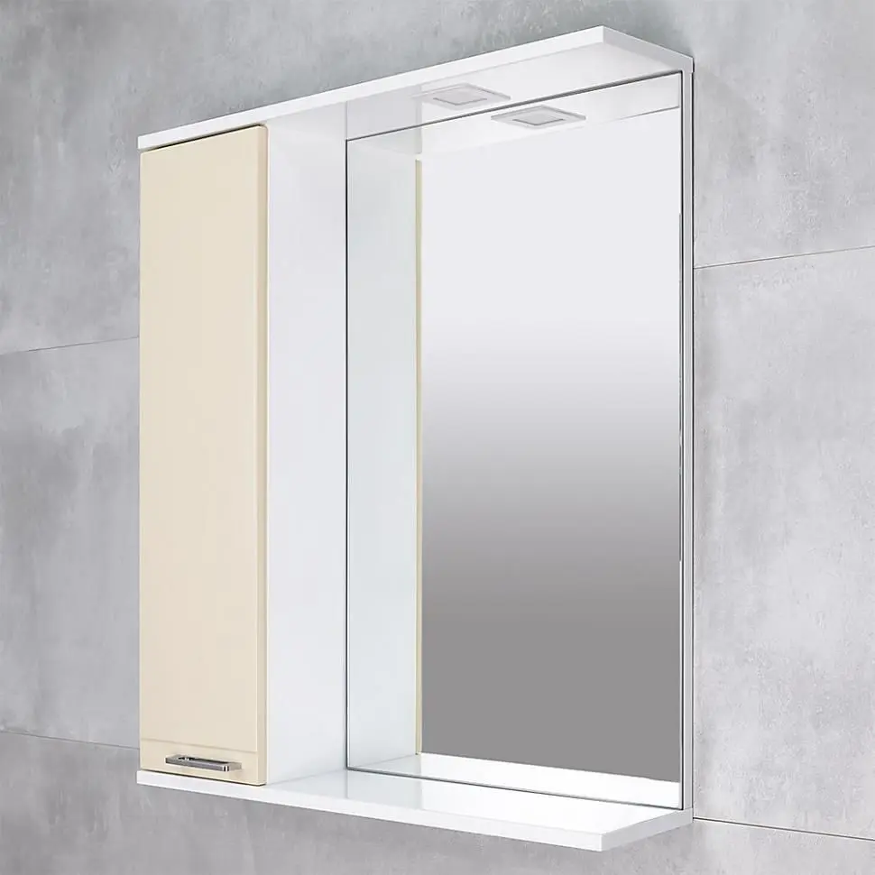 Шкаф с зеркалом Bayro Rivera 650x750 Left (Beige) - 3