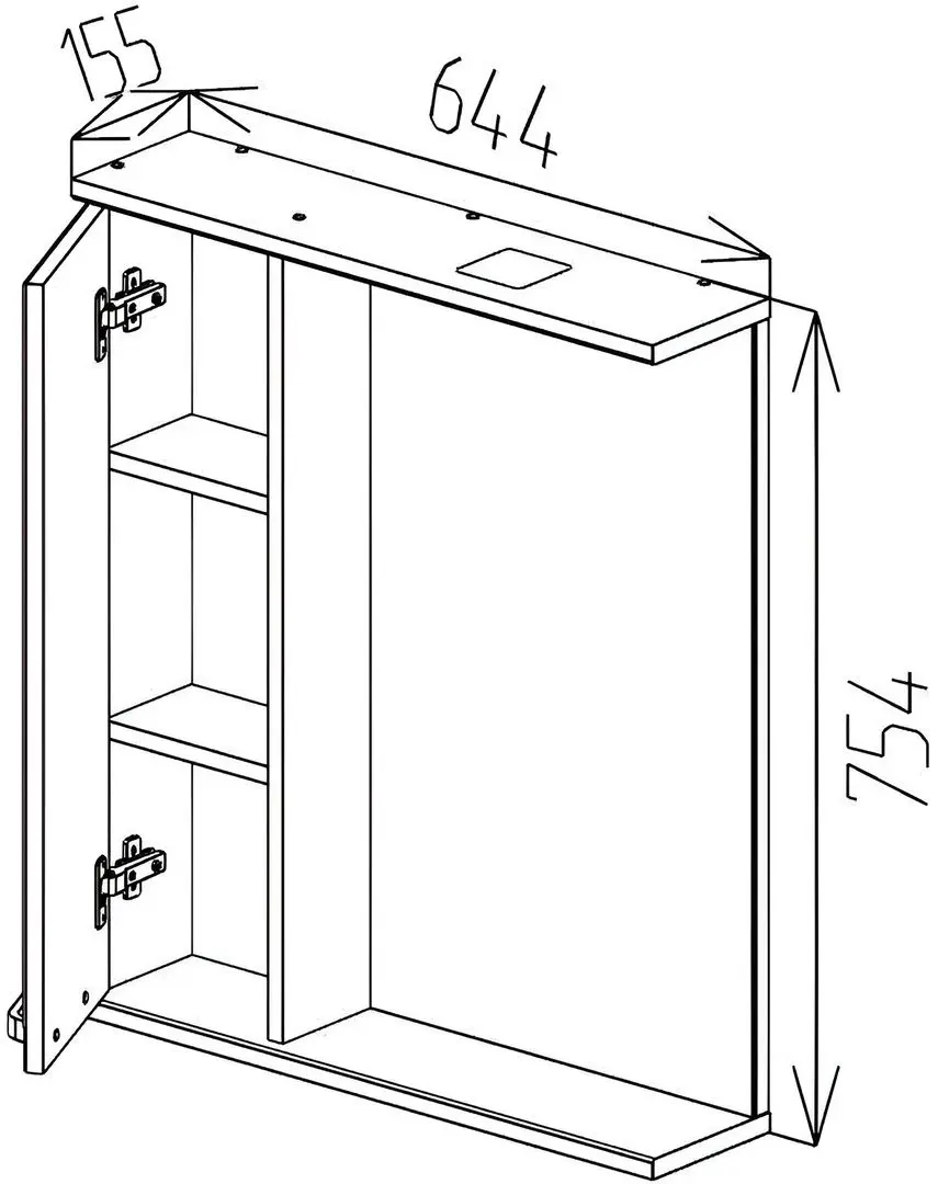 Шкаф с зеркалом Bayro Rivera 650x750 Left (Beige) - 5