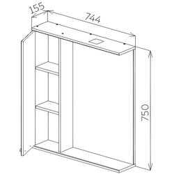 Dulap cu oglinda Bayro Rivera 750x750 Left (Beige) Thumb
