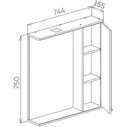Dulap cu oglinda Bayro Rivera 750x750 Right (Beige) Thumb