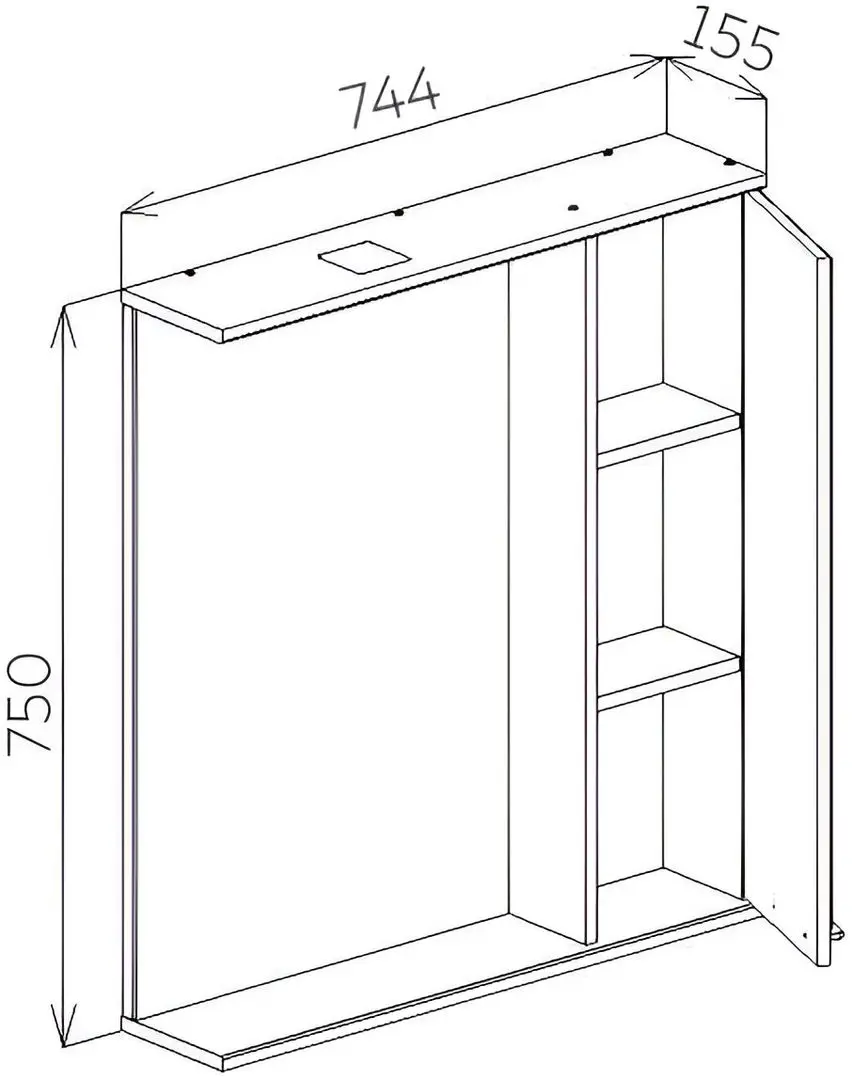 Dulap cu oglinda Bayro Rivera 750x750 Right (Beige) - 5