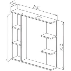 Dulap cu oglinda Bayro Rivera 860x750 Left (Beige) Thumb