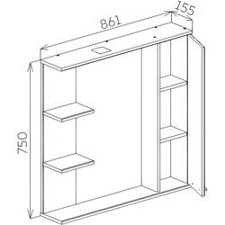 Dulap cu oglinda Bayro Rivera 860x750 Right (Beige) Thumb