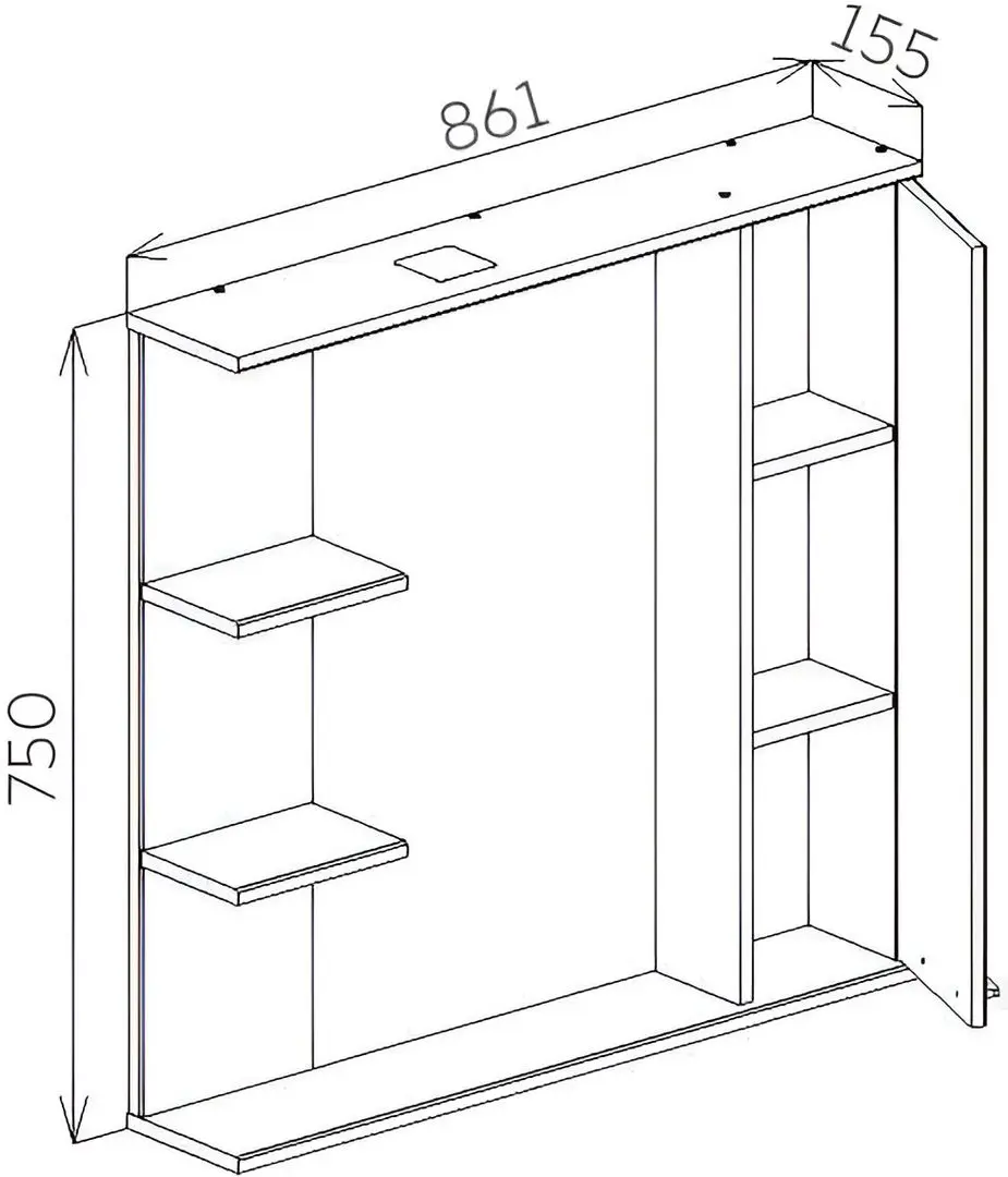 Dulap cu oglinda Bayro Rivera 860x750 Right (Beige) - 5