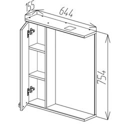 Шкаф с зеркалом Bayro Rivera Pro 650x750 (White) Thumb