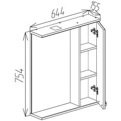 Dulap cu oglinda Bayro Rivera Pro 650x750 (White) Thumb