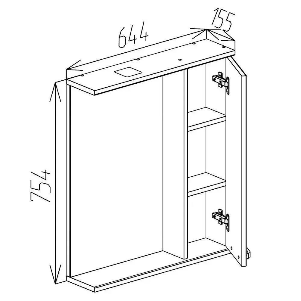 Dulap cu oglinda Bayro Rivera Pro 650x750 (White) - 6