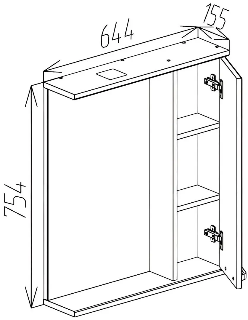 Dulap cu oglinda Bayro Rivera Pro 650x750 (White) - 8