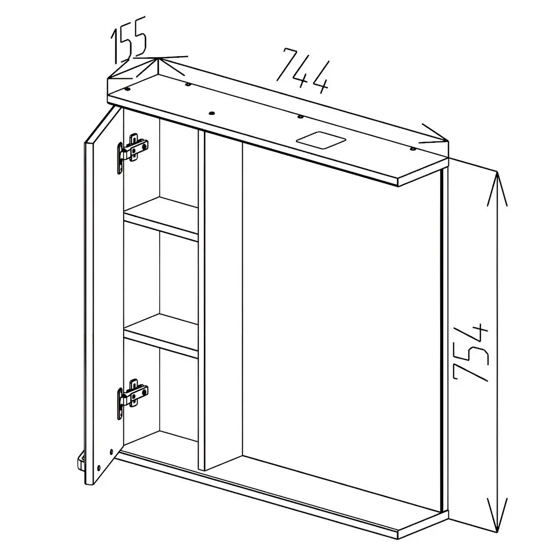 Dulap cu oglinda Bayro Rivera Pro 750x750 (White) - 8