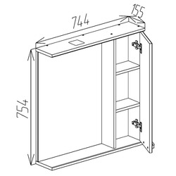 Dulap cu oglinda Bayro Rivera Pro 750x750 (White) Thumb