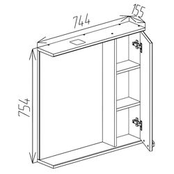 Dulap cu oglinda Bayro Rivera Pro 750x750 (White) Thumb
