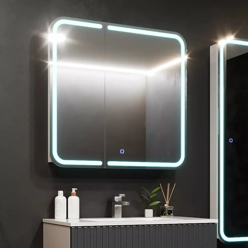 Шкаф с зеркалом Bayro Sonata LED touch 900x760 (White)