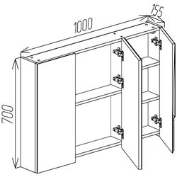 Dulap cu oglinda Bayro Sorento 1000x700 (Ivory) Thumb