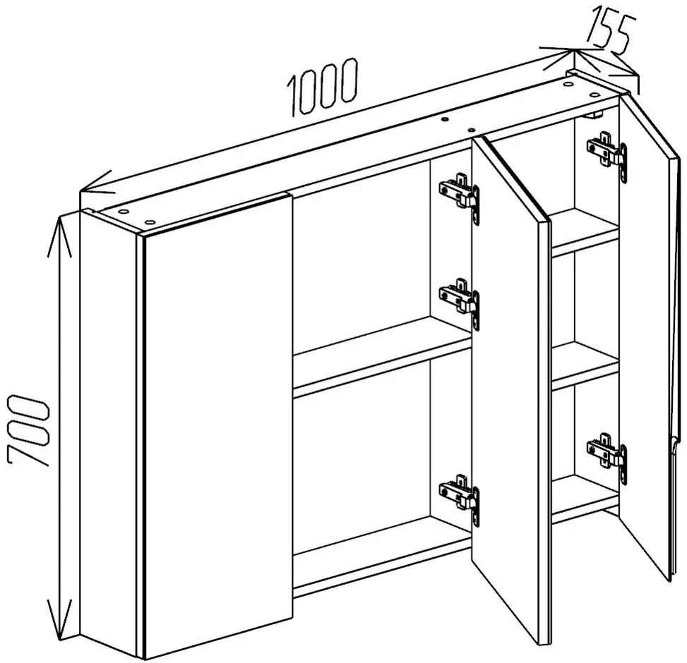 Dulap cu oglinda Bayro Sorento 1000x700 (Ivory) - 4